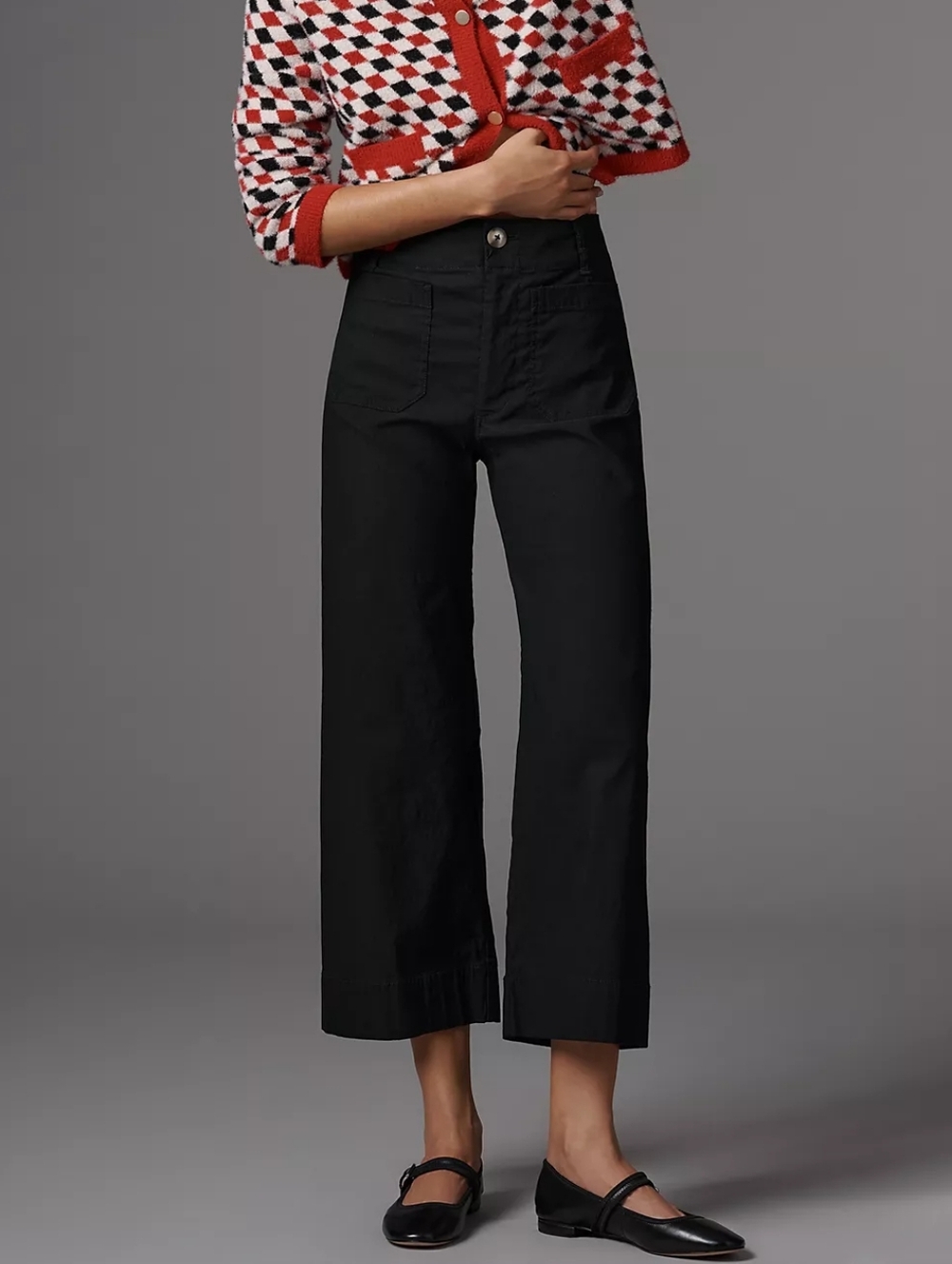 Anthropologie Maeve Colette Wide Leg Crop Pants In Black Size 30